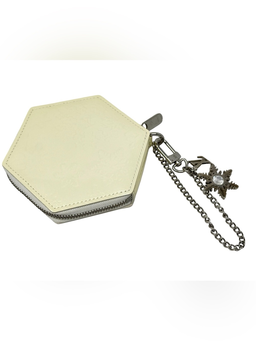 ✨🛍️ Louis Vuitton Ivory Vernis Perle Monogram Flocon Bag Charm/Coin Pouch